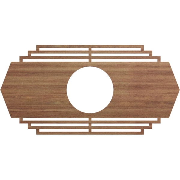 Ekena Millwork Chrysler Wood Fretwork Pierced Ceiling Medallion, Walnut, 20"W x 10"H x 5 1/4"ID x 3/8"T CMWP20X10X0375CSWA - main